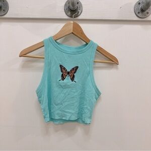 Charlotte Russe butterfly ribbed cropped tank